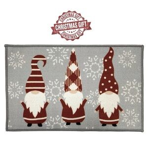 Gnome Snowflake Rug Simply Holiday Christmas Winter Unique Decor Accent Red Gray